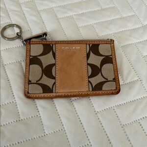 Coach Brown and Tan Keychain Wallet